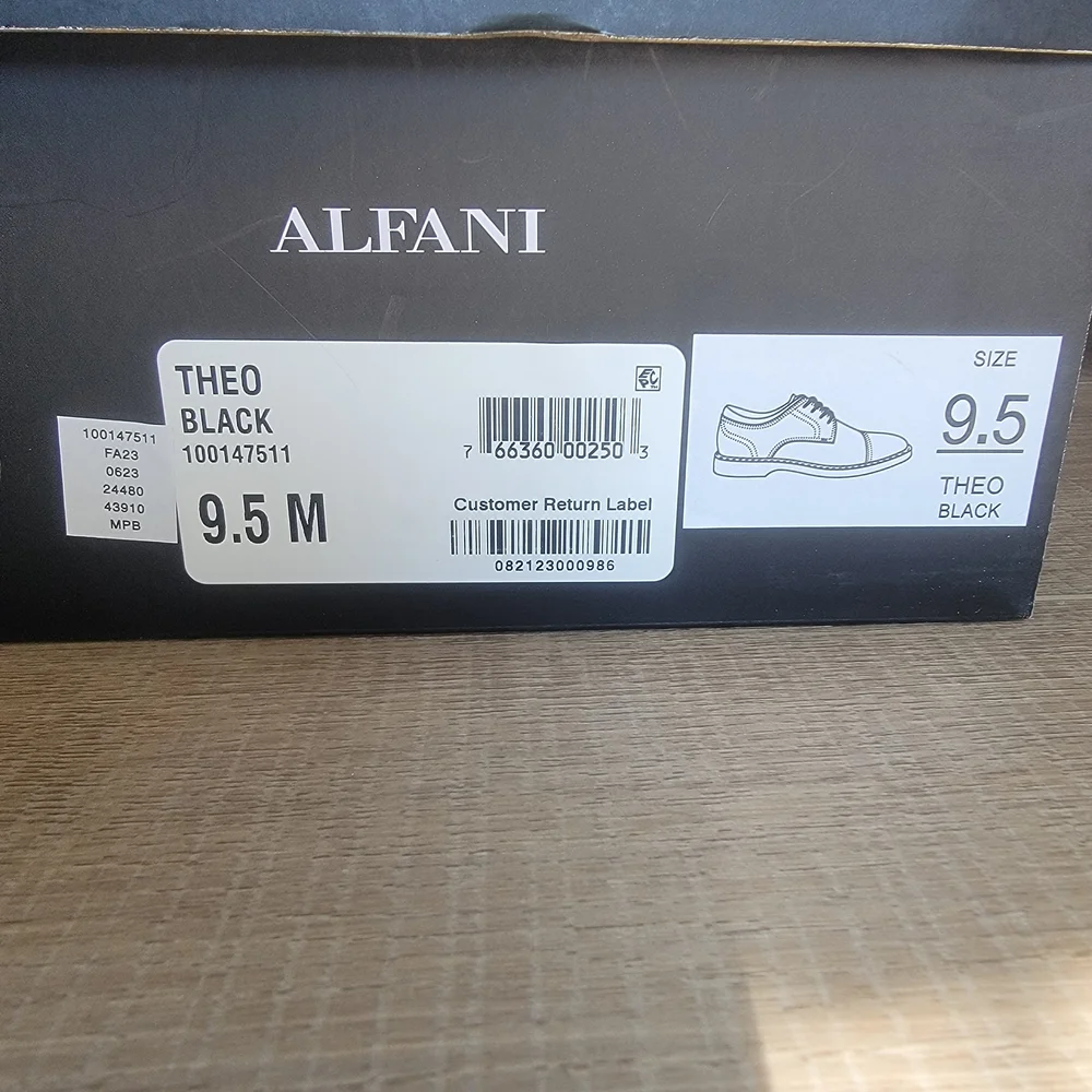 Alfani Mens Theo Black Cap Toe Memory Foam Oxfords Size 9.5M Near New